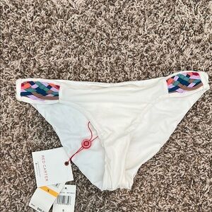 Red Carter White Bikini Bottom with Colorful Side Accents
